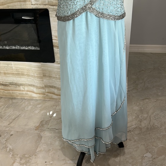 New With Tags Light‎ Blue Brillante by JA Formal Beaded Long Dress. Size M - Picture 4 of 13
